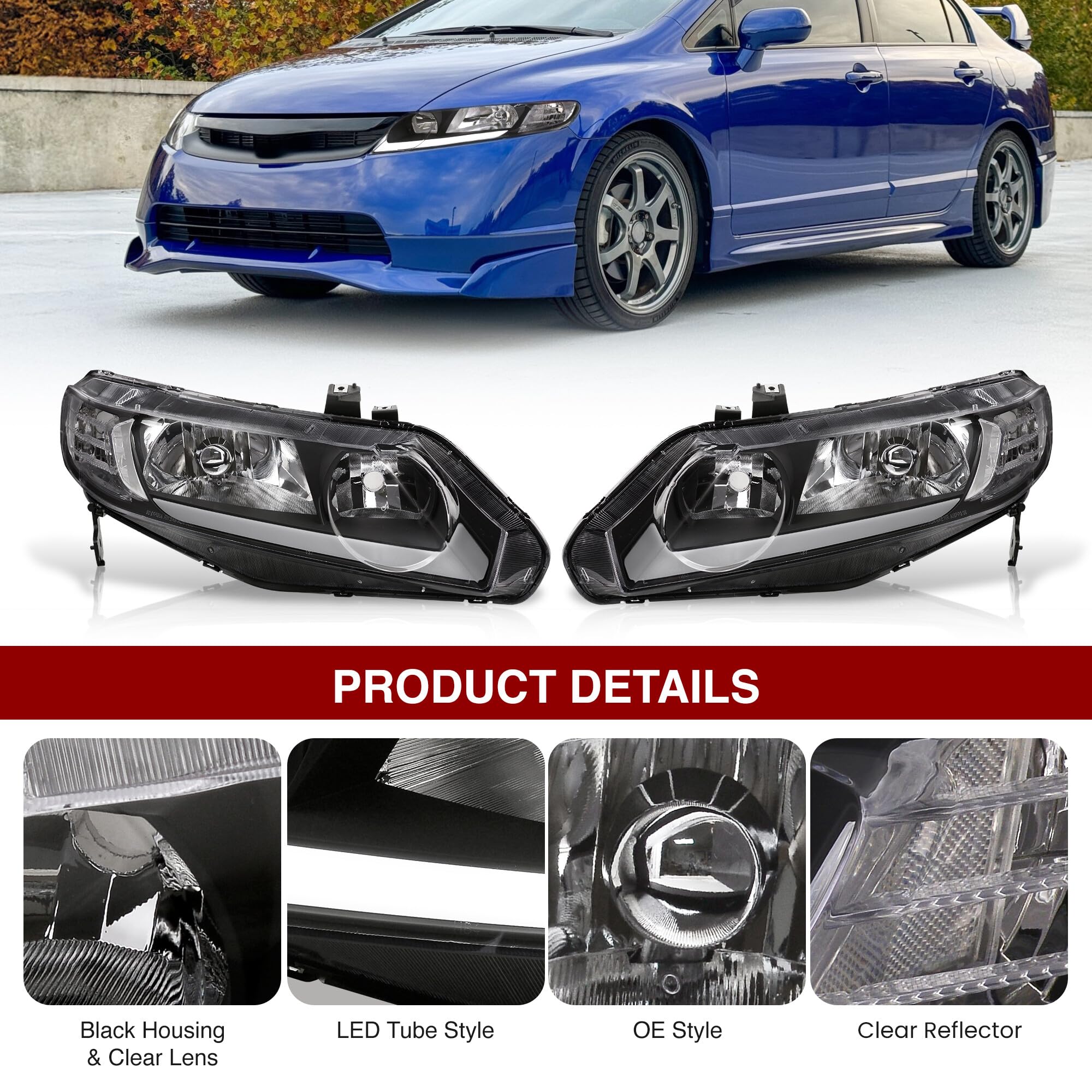 Amazon.com: AJP Distributors Black Housing Clear Lens Corner LED
