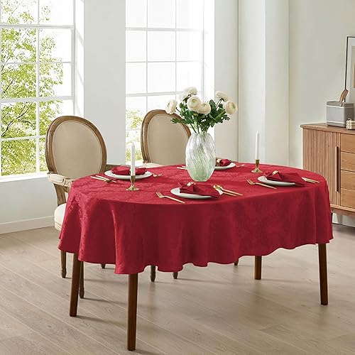 Vista 135 de Newbridge Barcelona - Manteles de tela de damasco, no planchables, antimanchas Borgoña