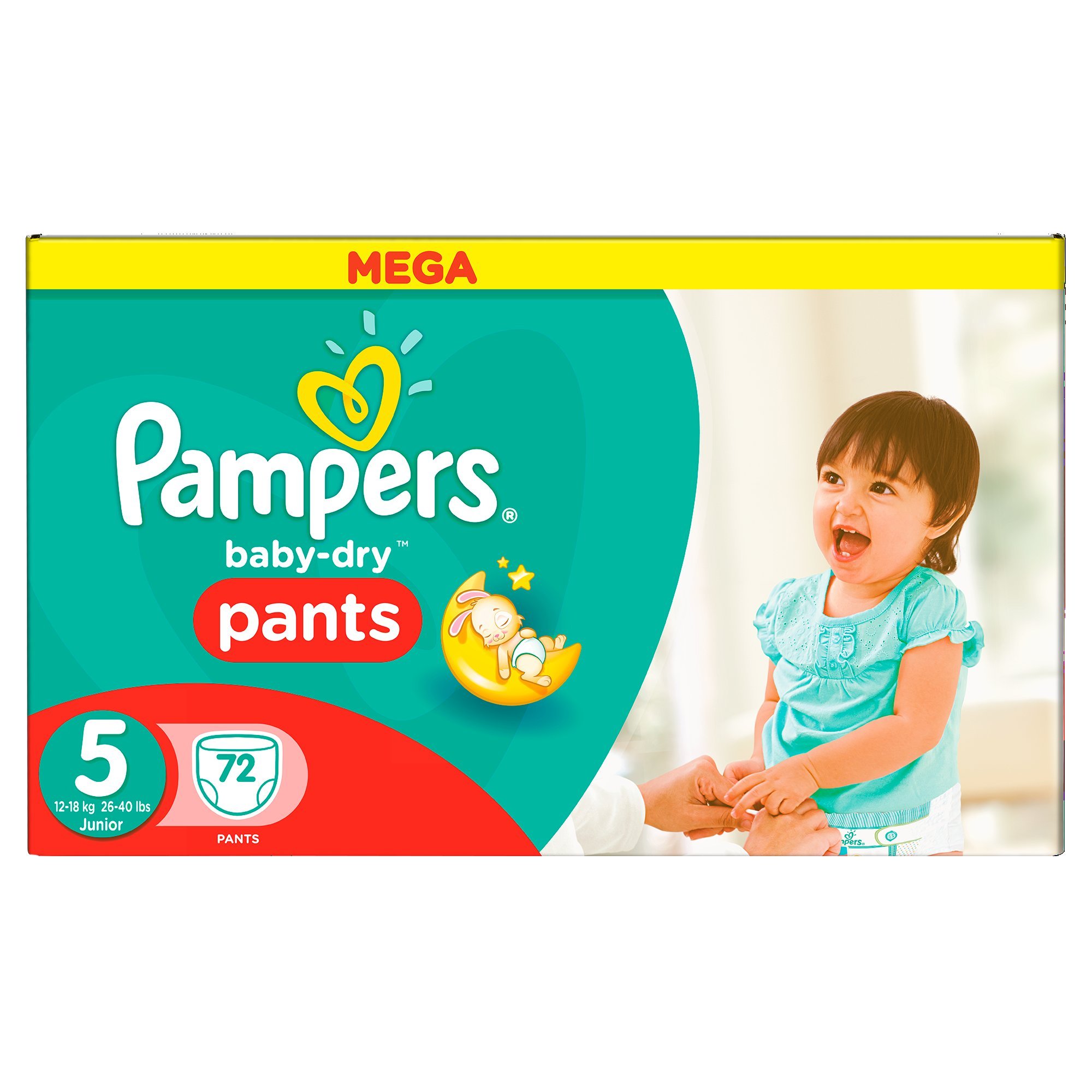 Pampers - Baby Dry Pants - Pieluszki Rozmiar 5 (12-18 kg/junior) - Mega Pack (x72 majtki)