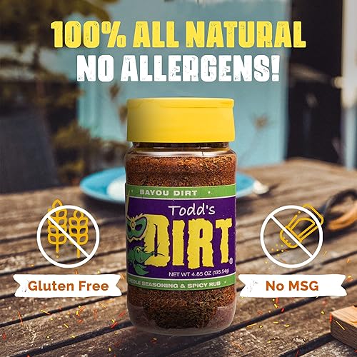 Miniatura 5 de Todd's DIRT - Botella mediana Bayou DIRT, condimento picante multiusos y condimento para barbacoa, condimento criollocajún que es ideal en todo,