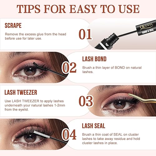 Miniatura 6 de QUEWEL 120 racimos de pestañas de rizo D, mezcla de pestañas en racimo de 0.315 a 0.630 in, extensiones de pestañas para bricolaje, diseño innovador