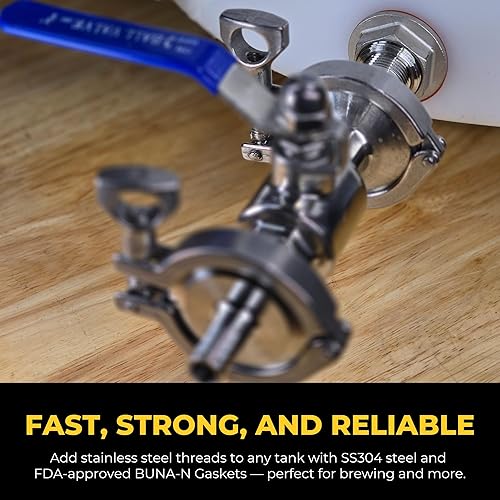 Miniatura 62 de MiniBrew Mamparo sin soldadura NPT EZ de 1/2 pulgada con juntas EPDM para elaboración casera (paquete de 3)