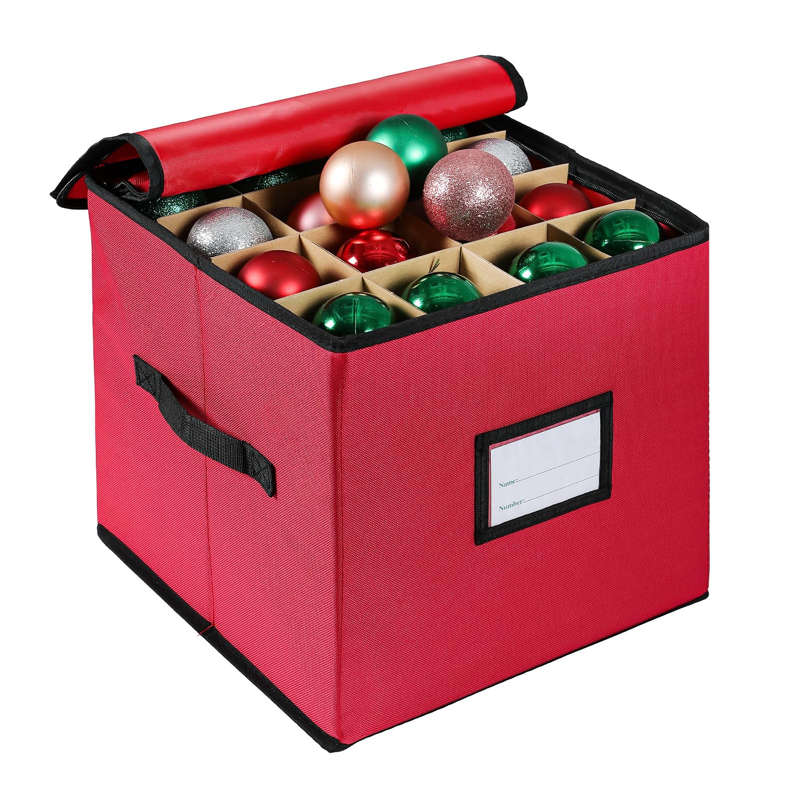 Kalttoy Foldable 64 Grids Storage Box Oxfords Fabric Construction Ideal for Christmas Light Arrangement Large Capacity Christmas Storage Case