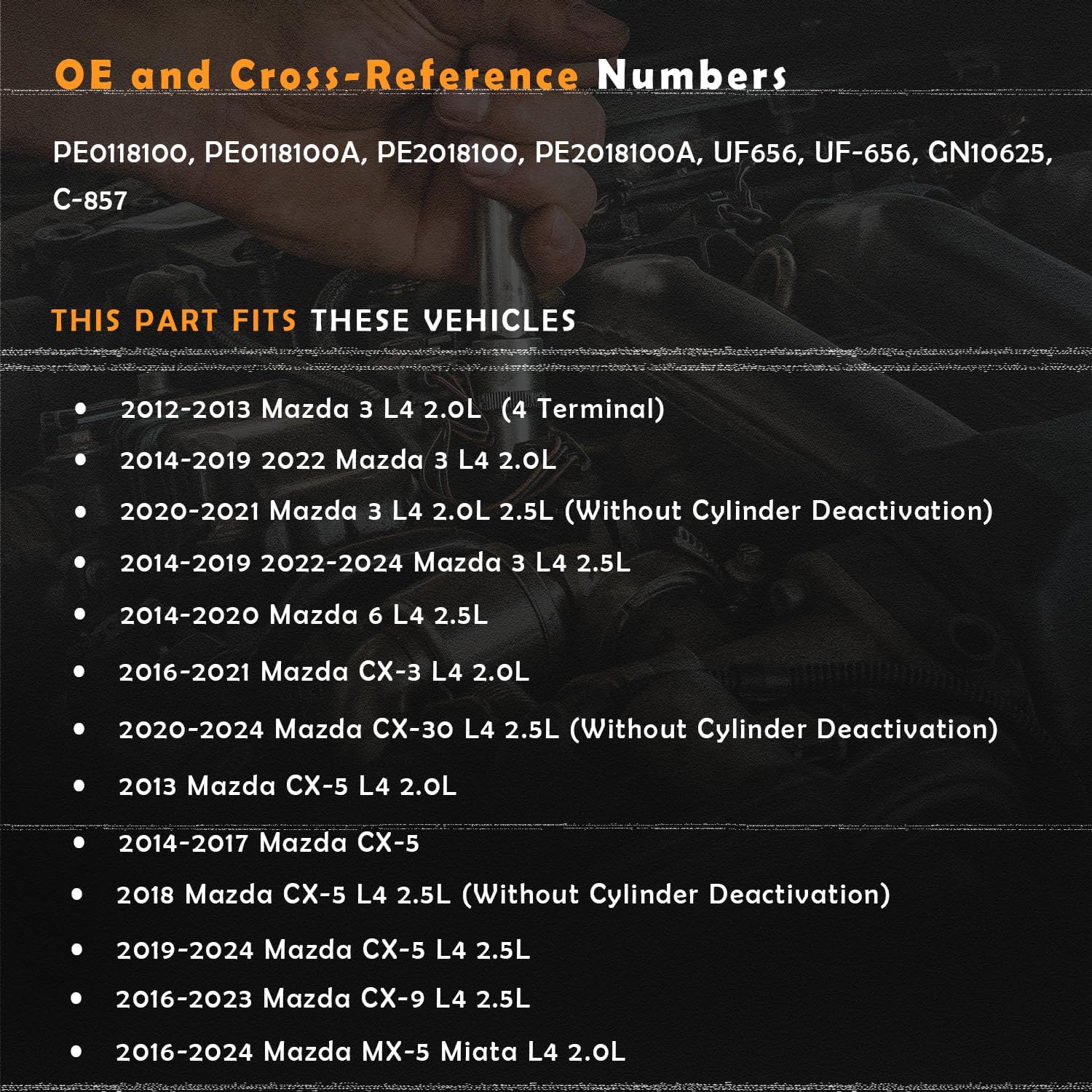 Set of 4 Upgraded Ignition Coil Pack and Iridium Spark Plugs fits for Mazda CX-5 2013-2018, 3 2012-2019, 3 Sport 2014 2016-2018, 6 2014-2017, MX-5 Miata 2016-2018, CX-3 2016-2020