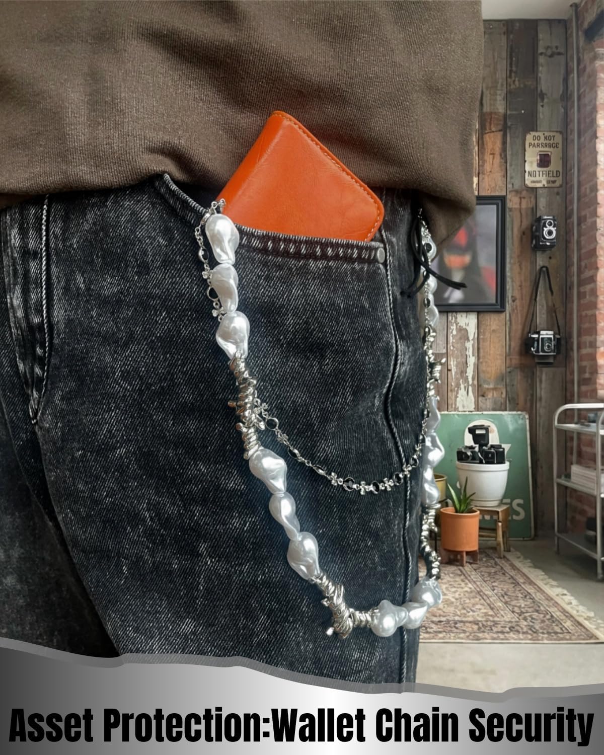 Wallet Chain Pants Chain,Skull Pocket Jean Trousers Belt Waist Biker Chain Keychain Goth Accessories for Women Men - Image 4