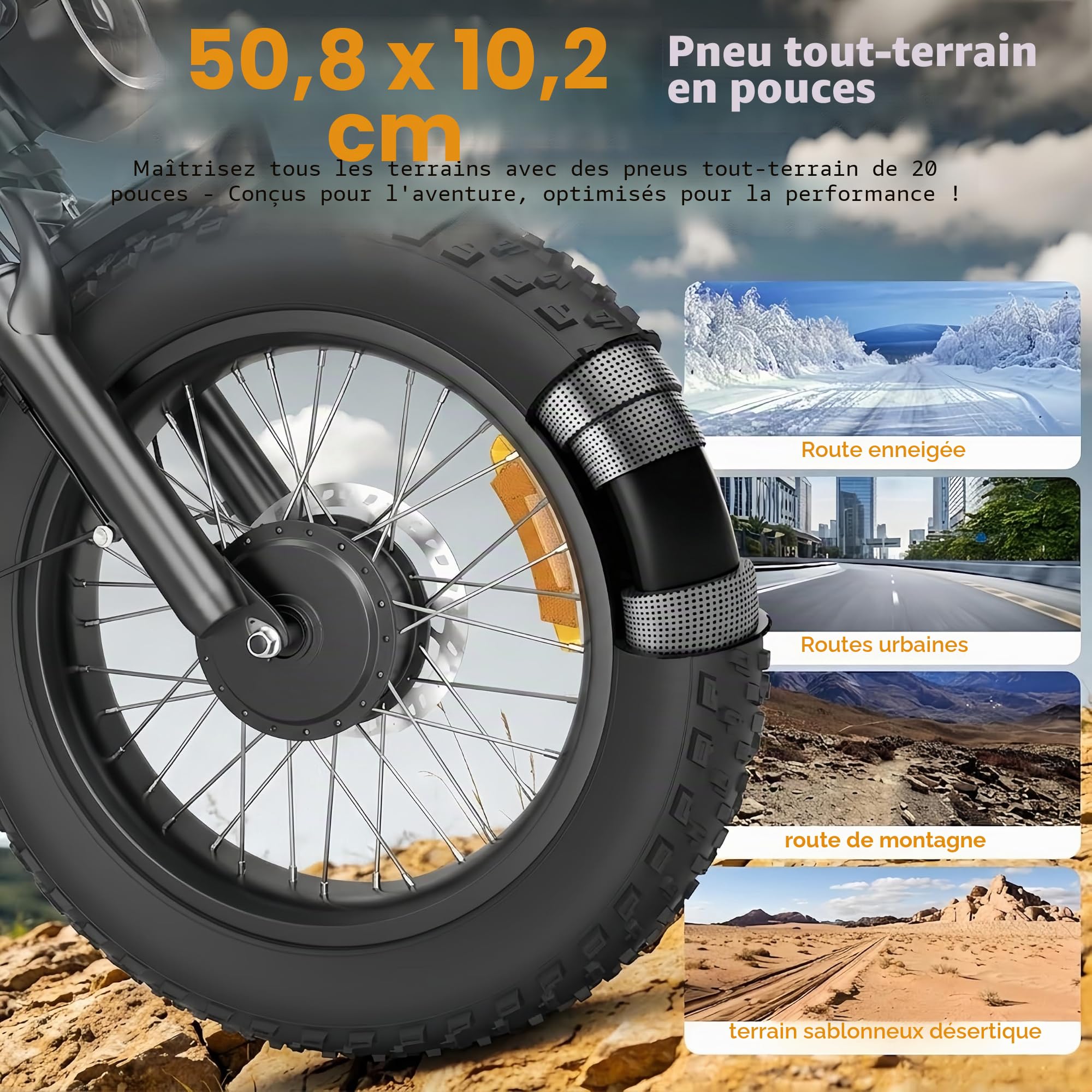 DEEPOWER S8 Vélo Électrique À Double Moteur, Batterie Amovible 48V 60Ah, Autonomie De 120‑250KM, Pneus Larges 20", 7 Vitesses, Suspension Intégrale, Freins Hydrauliques, VTT Électrique