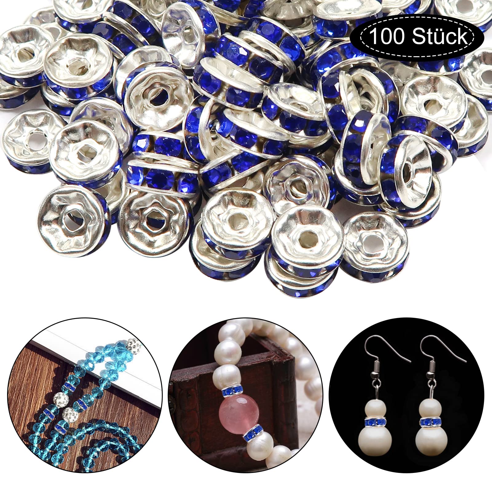AD Beads 5 Perline Tubolari In Zirconi E Rame Vintage – 8x8 Mm, Colore Nero Canna Di Fucile, Per Gioielli Fai Da Te