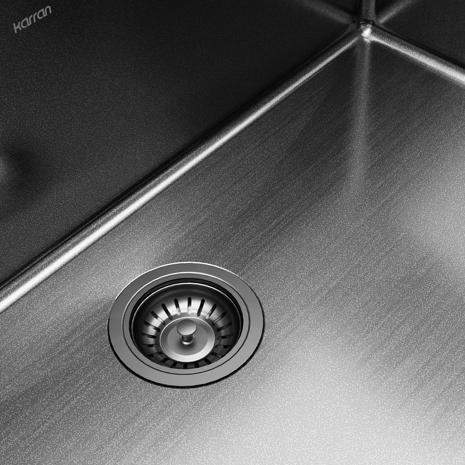 Karran Elite 32 Inch Gunmetal Black Kitchen Sink, 16 Gauge Nano PVD Stainless Steel Undermount Sink, Deep Single Bowl with Grid & Strainer