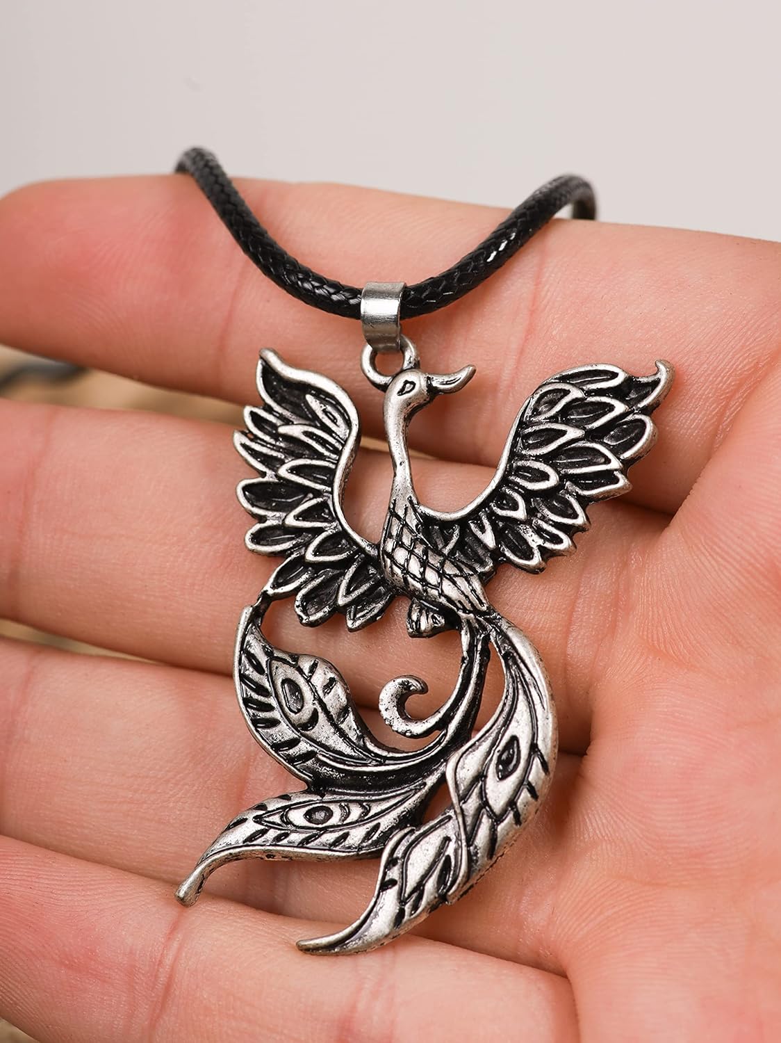 HAQUIL Phoenix Necklace, Rising Legendary Phoenix Pendant, Faux Leather Cord, Phoenix Jewelry Gift for Men and Women (AD) - Image 4