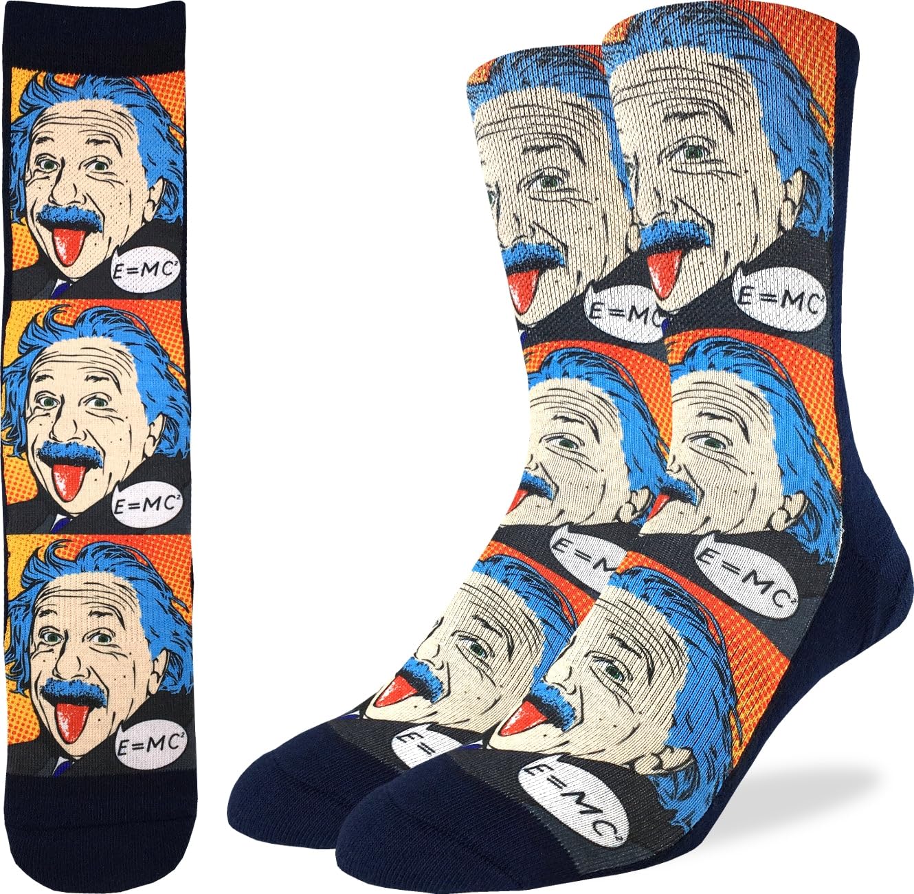 Good Luck Sock Men's Albert Einstein, Pop Art, Socks Active Fit - Einstein Pop Art (8-13) 4098