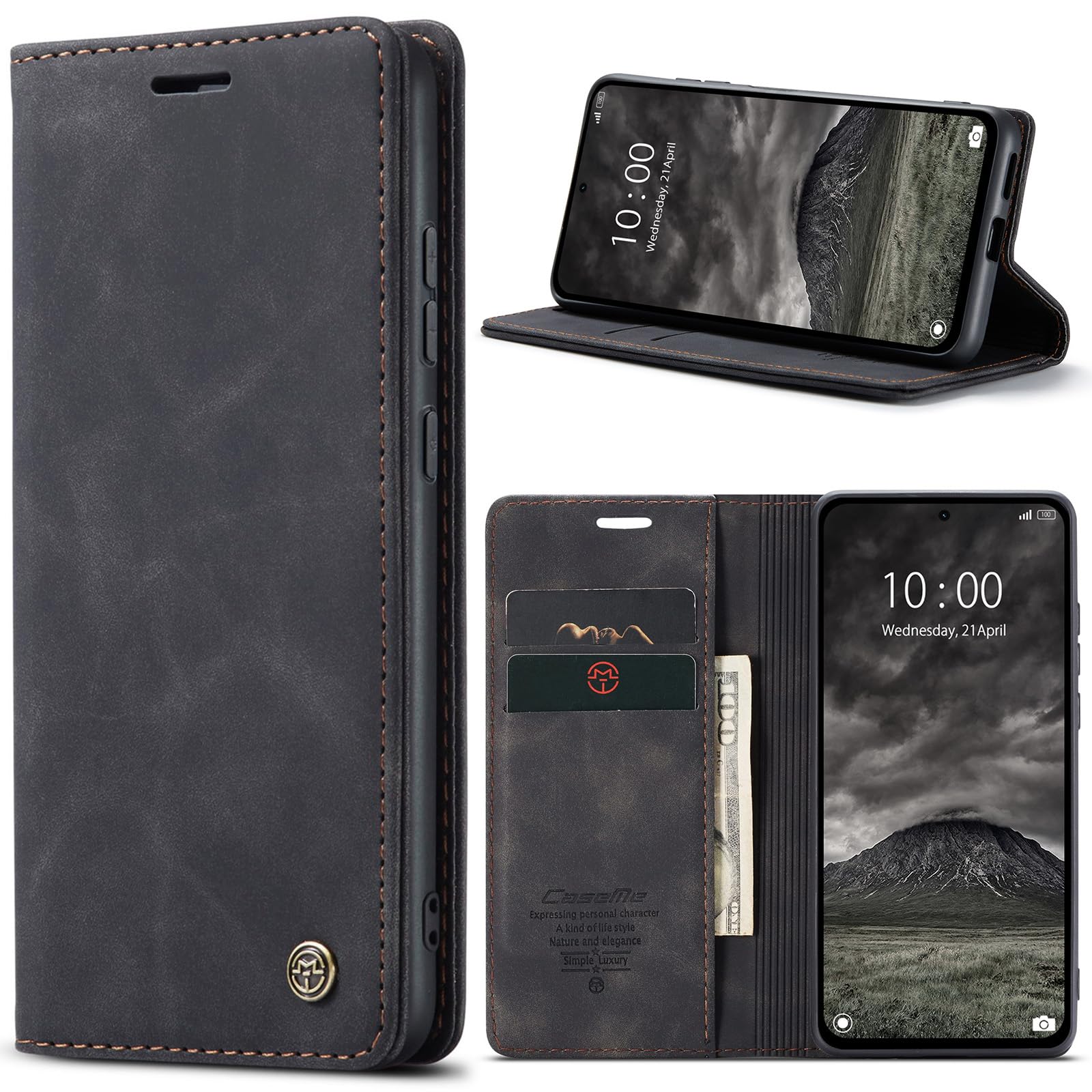KZB Cover In Pelle Per Xiaomi Redmi Note 14 Pro 4G, Custodia Libro Portafoglio Con Magnetica, Porta Carte E Supporto, Colore Caffè - 5