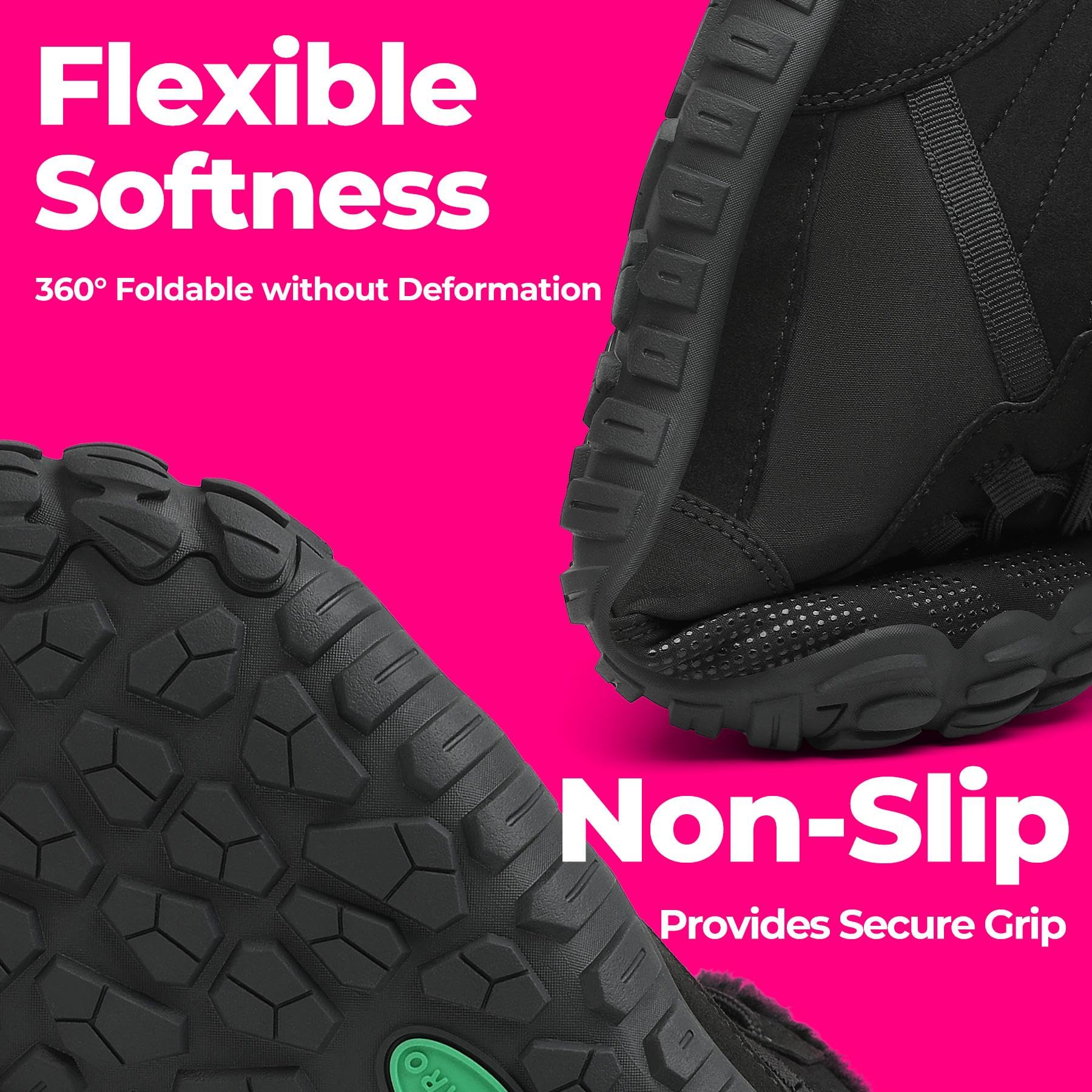 SAGUARO Scarponcini Barefoot Donna Invernali Scarpe Calde, Punta Ampia & Suola Drop Zero, Gr.36-42