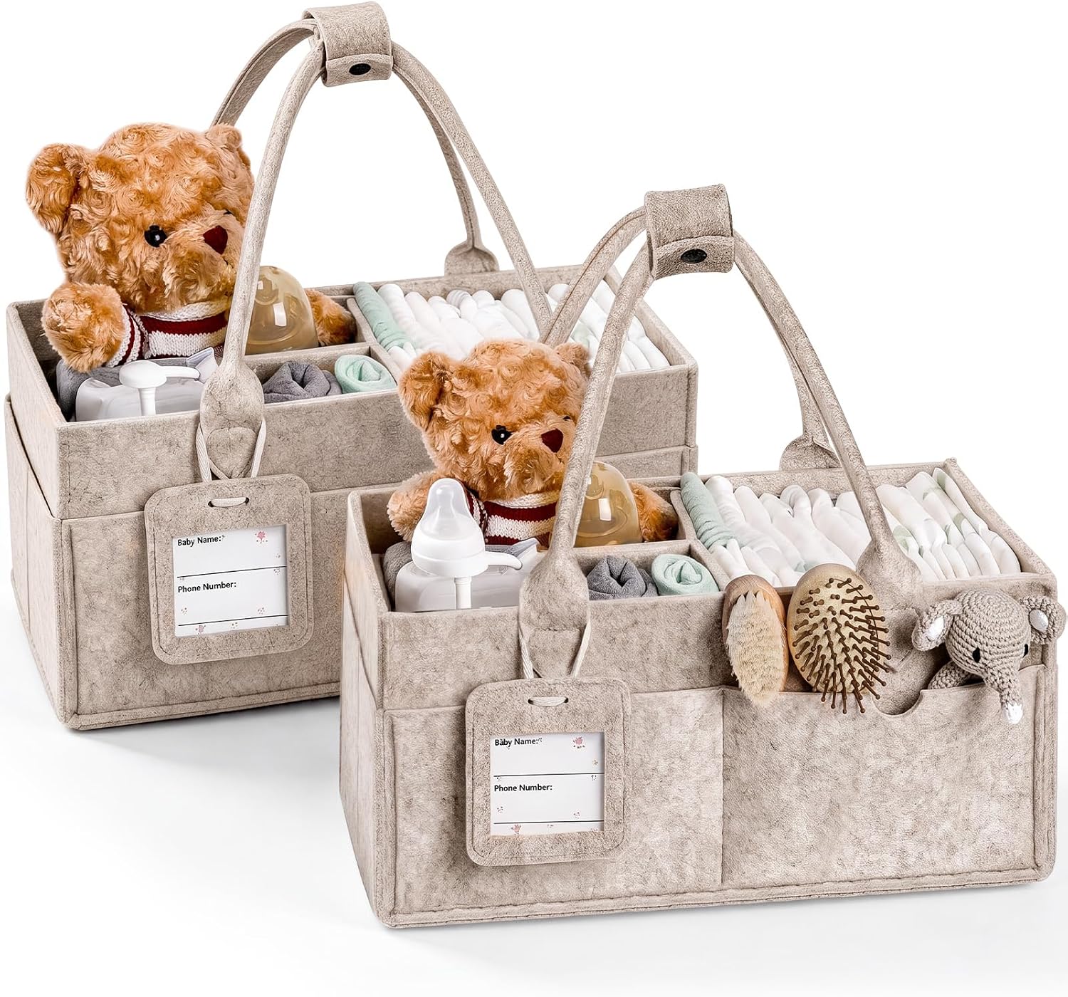 GEMII 2PCS Diaper Caddy Organizer, Large Baby Caddy Organizer with Handle