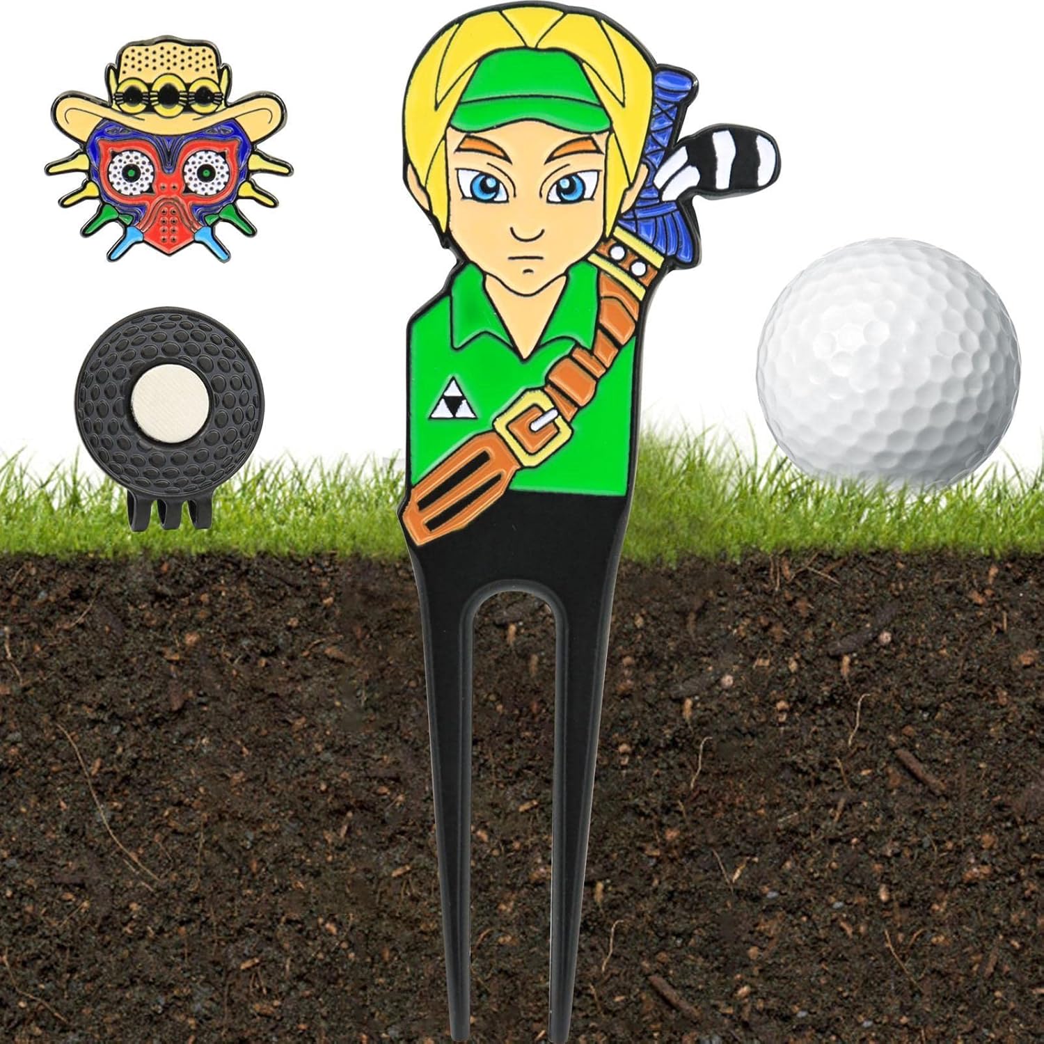 Putting Green Fork,Cartoon Green Fork Club Ball Putting Green Repair