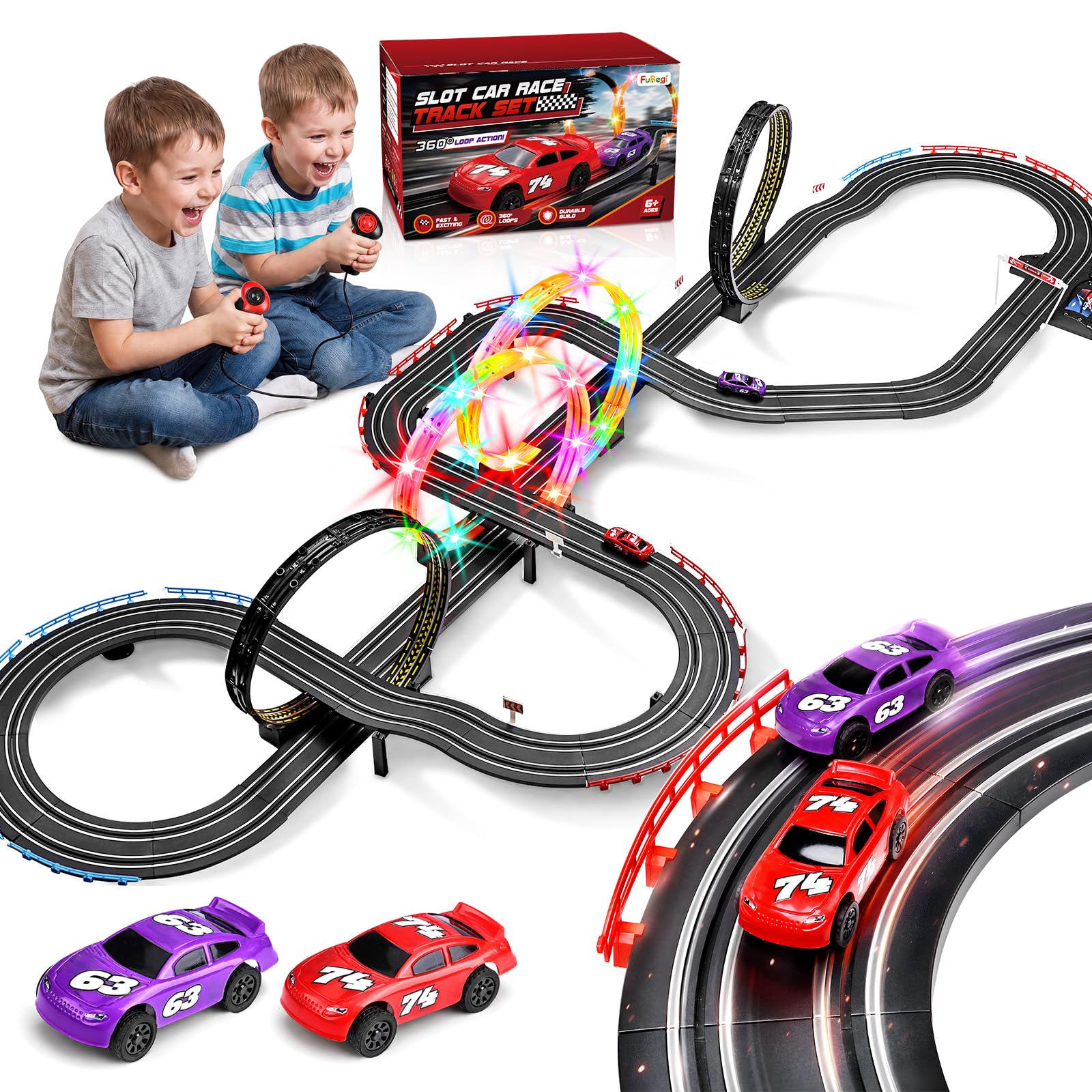 Slot Car Race Track Set for Kids, Electric Race Car Flash Track Dual Racing