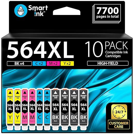Smart Ink Compatible Ink Cartridge Replacement for HP 564 XL 564XL High Yield 10 Combo Pack (4 Black & 2 C/M/Y) for DeskJet 3520 3522 Photosmart 7520 6520 5520 7525 5514 7510 OfficeJet 4620 Printers