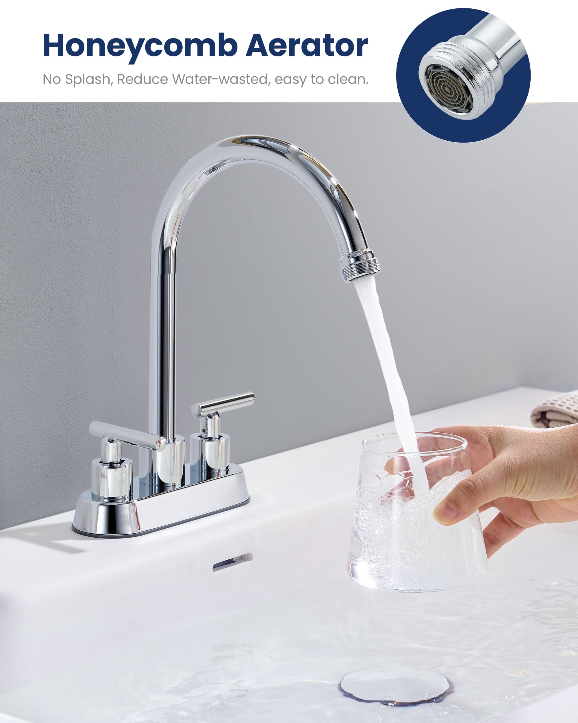 KroBer 4" Chrome Laundry Faucet - 360° Swivel -3