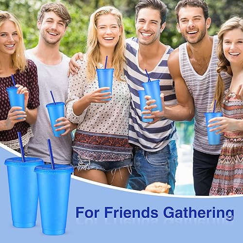 Miniatura 6 de Amyhill 12 vasos reutilizables con purpurina con tapas y pajillas, vaso de plástico de 24 onzas, taza de viaje para café helado, taza de viaje para