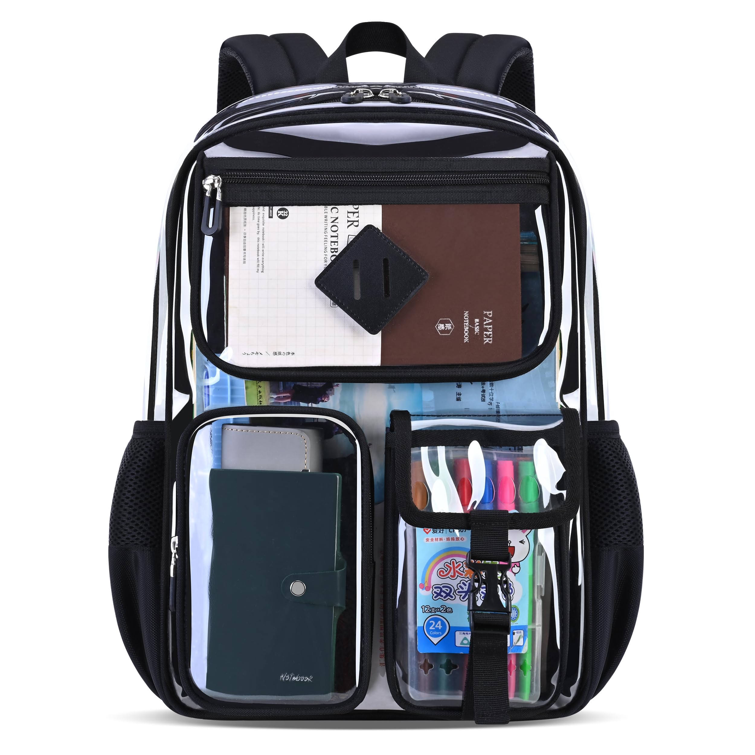 ZHIDOBO girl transparent casual rucksack,women's water-proof light packsack,black junior high school, high school and college schoolbag,Suitable for