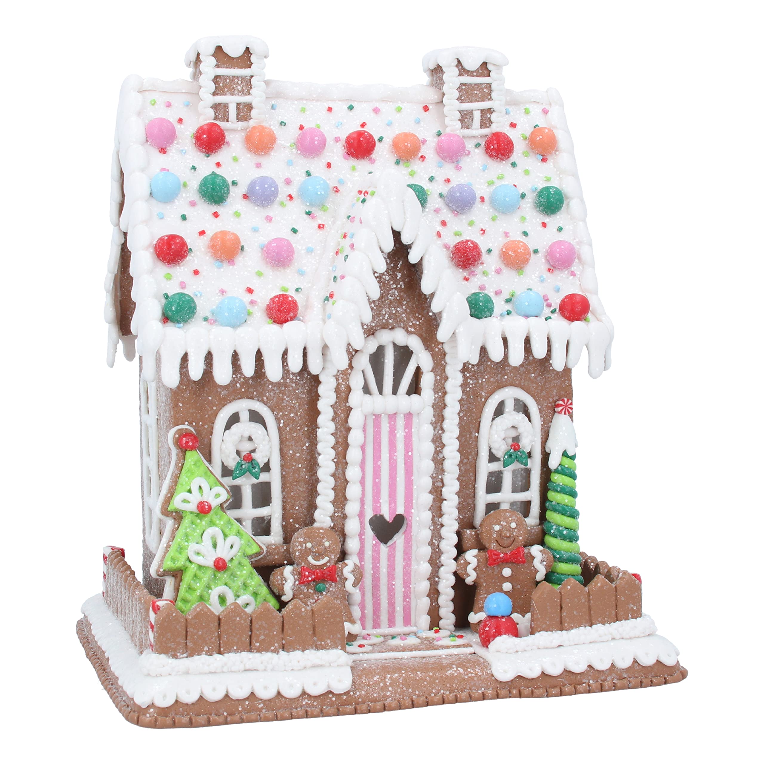 Gisela Graham Multicolor Colourful Pastel Christmas Gingerbread House Decoration