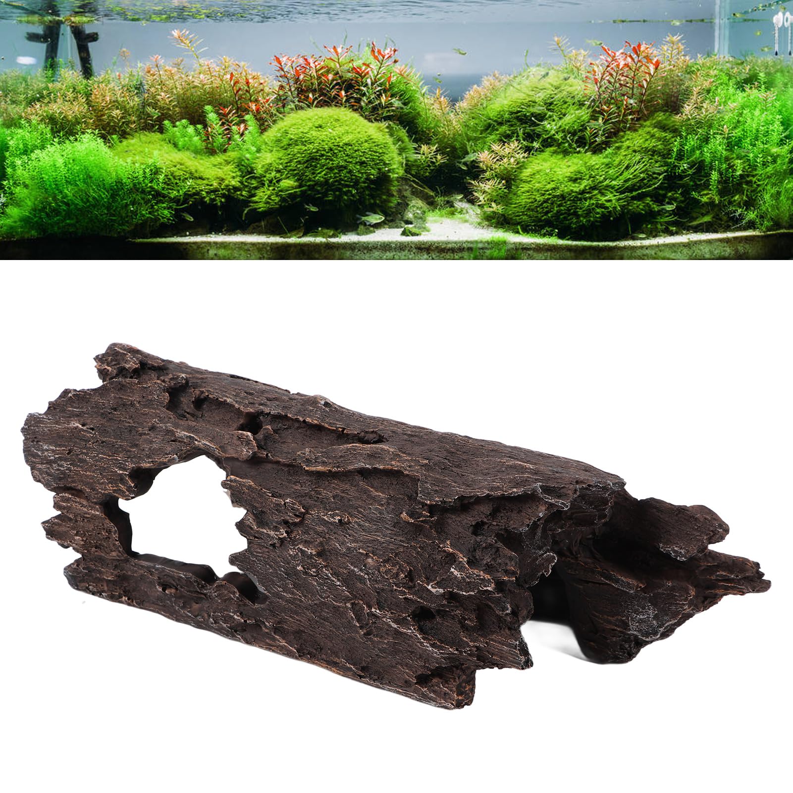 Decorazioni per acquari in legno di resina Tronco d'albero cavo per forma di corteccia di rettili