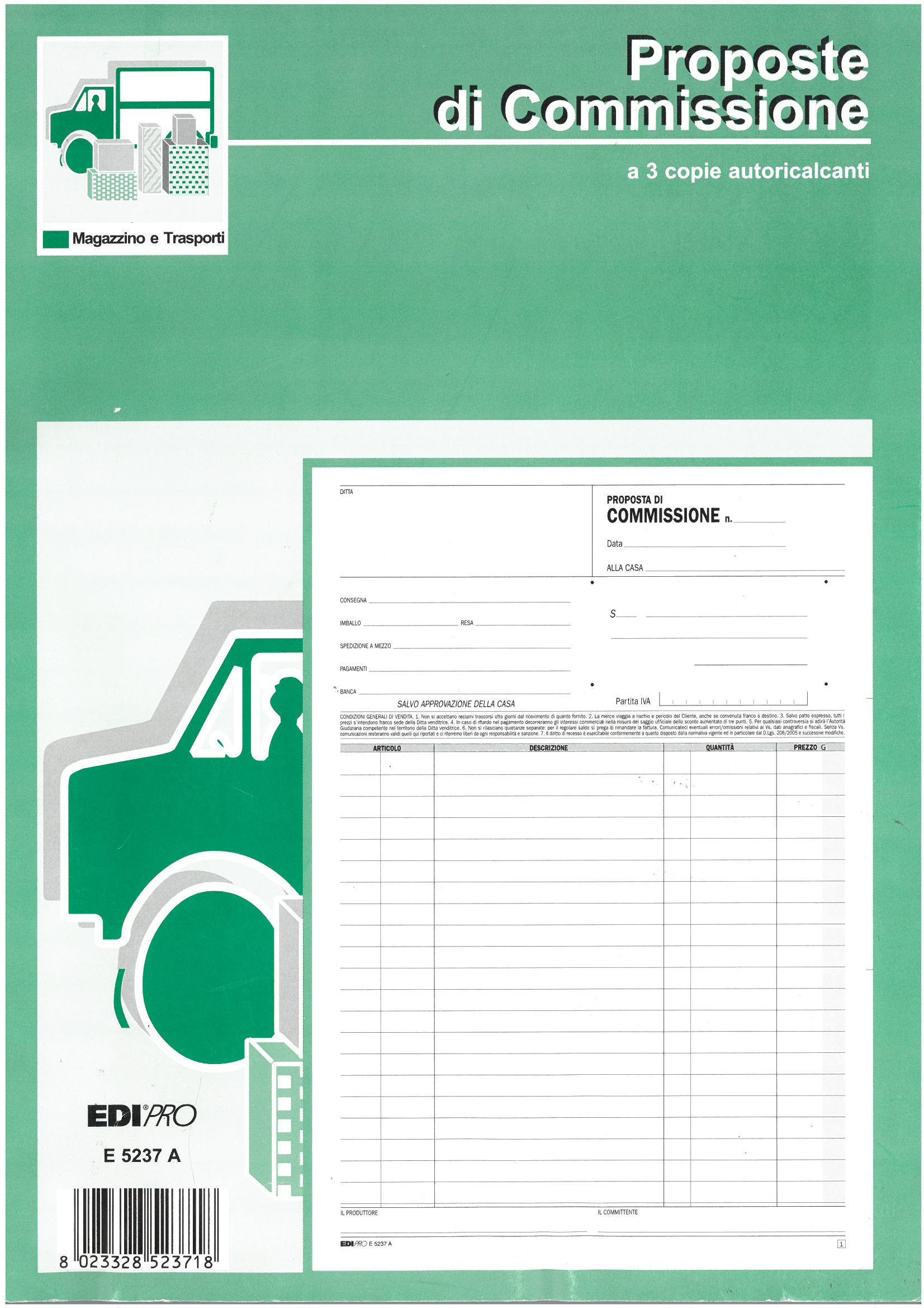 Edipro E5237A Copy Commission Pad 33 x 3 Self-alculating F.to 22 x 14.8