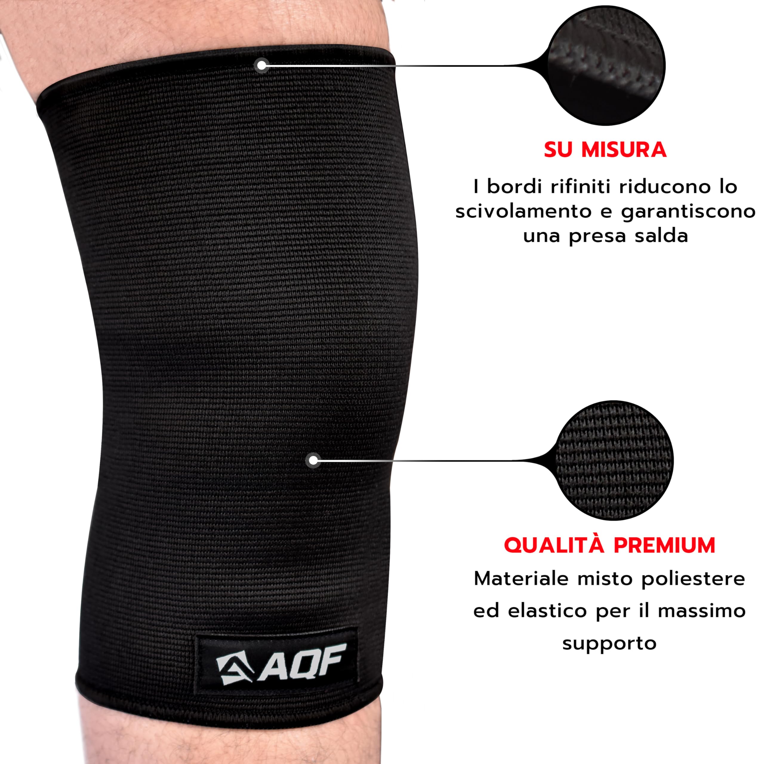 AQF Ginocchiere Palestra - Singolo, Doppio e Triplo Ginocchiere Powerlifting - Ginocchiere Uomo e Donna, Knee Support for Stacchi, Squat, & Pallavolo