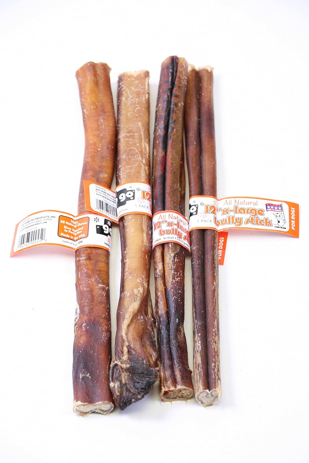 GoGo Pet All Natural Giant 12" Inch USA Bully Stick - XL (4 Pack)
