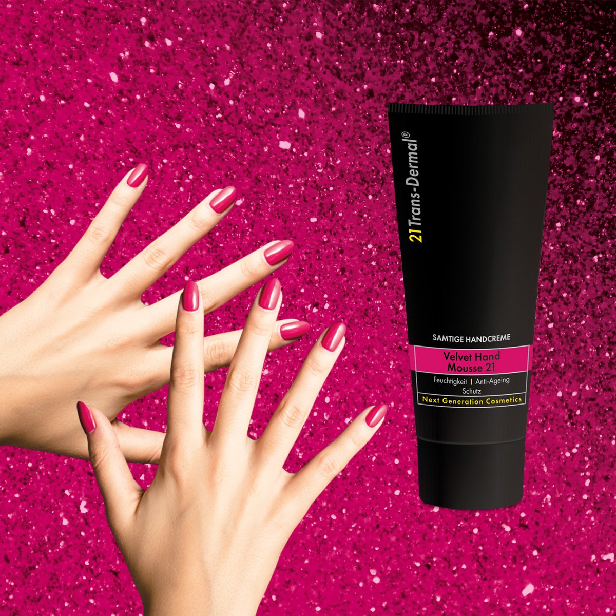 Velvet Hand Mousse 21 Handcreme mit Anti-Aging Effekt | Made in Germany | Handpflege mit UV-Schutz | intensive Feuchtigkeitscreme gegen trockene Haut | Anti-Falten Creme für Hände | 21 Trans-Dermal