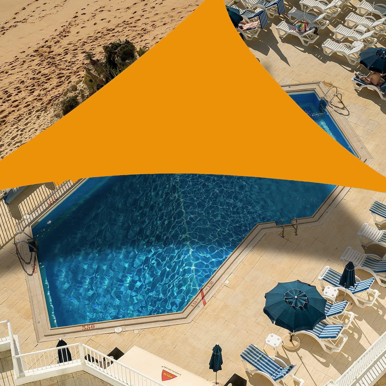 Voile d'ombrage rectangle pour patio et jardin jaune résistant aux UV