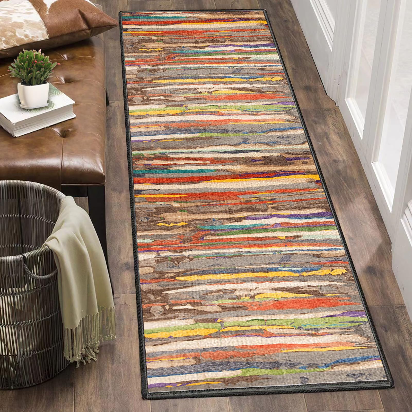 Chodnik dywanowy, antypoślizgowy bieżnik na korytarz, 90 x 300 cm, chodnik wejściowy, nadaje się do prania, chodnik kuchenny, dywan na korytarz, dywan do korytarza, sypialni