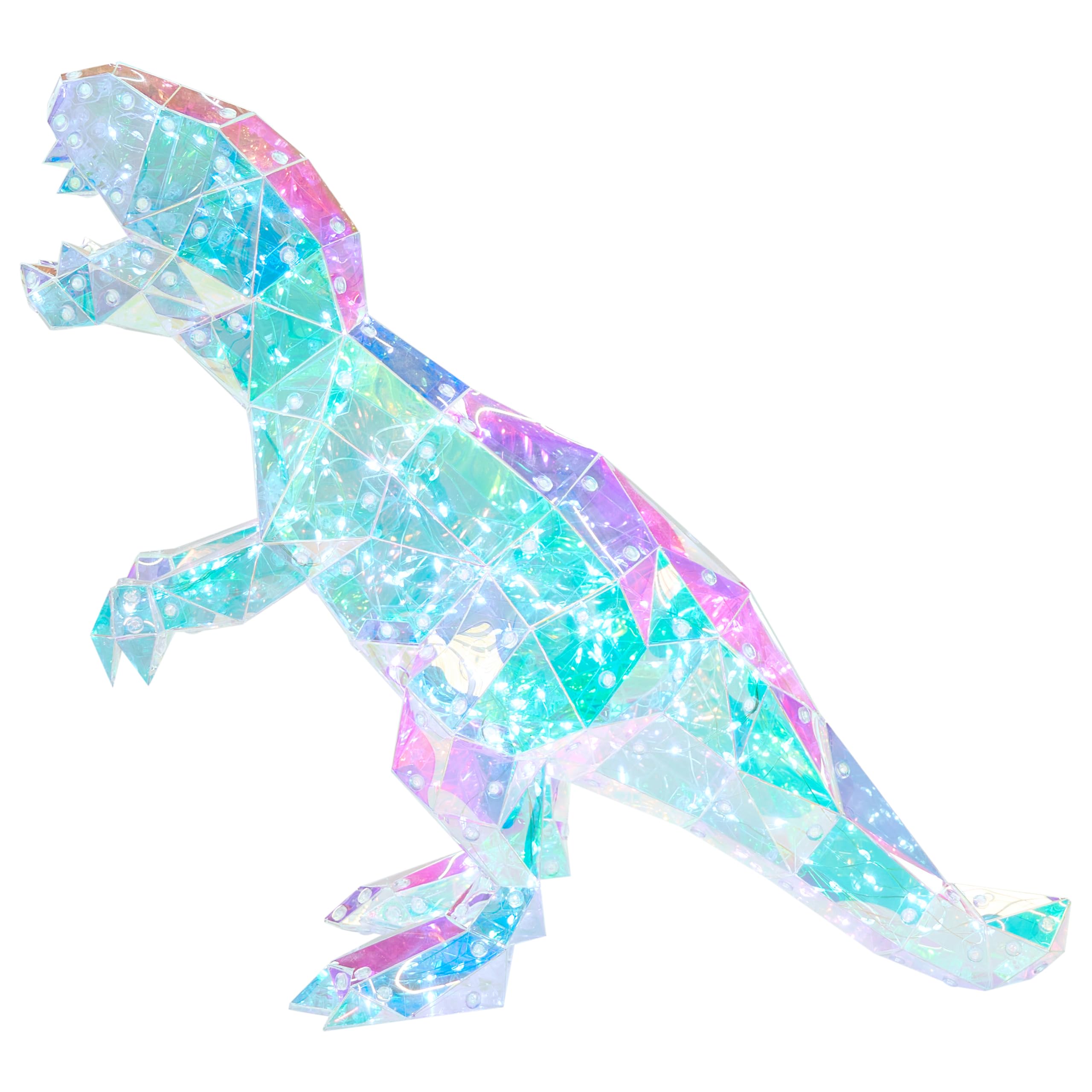 LED Dekoration Kunststoff Dinosaurierform T-Rex leuchtend bunt Tarjanex