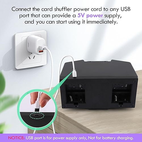 Miniatura 5 de Barajador de cartas automático de 4 barajas, alimentación USB y funciona con pilas, barajador de cartas para ONU, póker, juegos de cartas caseros