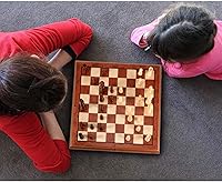 Vista 7 de AMEROUS Juego de ajedrez magnético de madera de 15 pulgadas, tablero plegable, 2 reinas adicionales, ranuras de almacenamiento de ajedrez, paquete