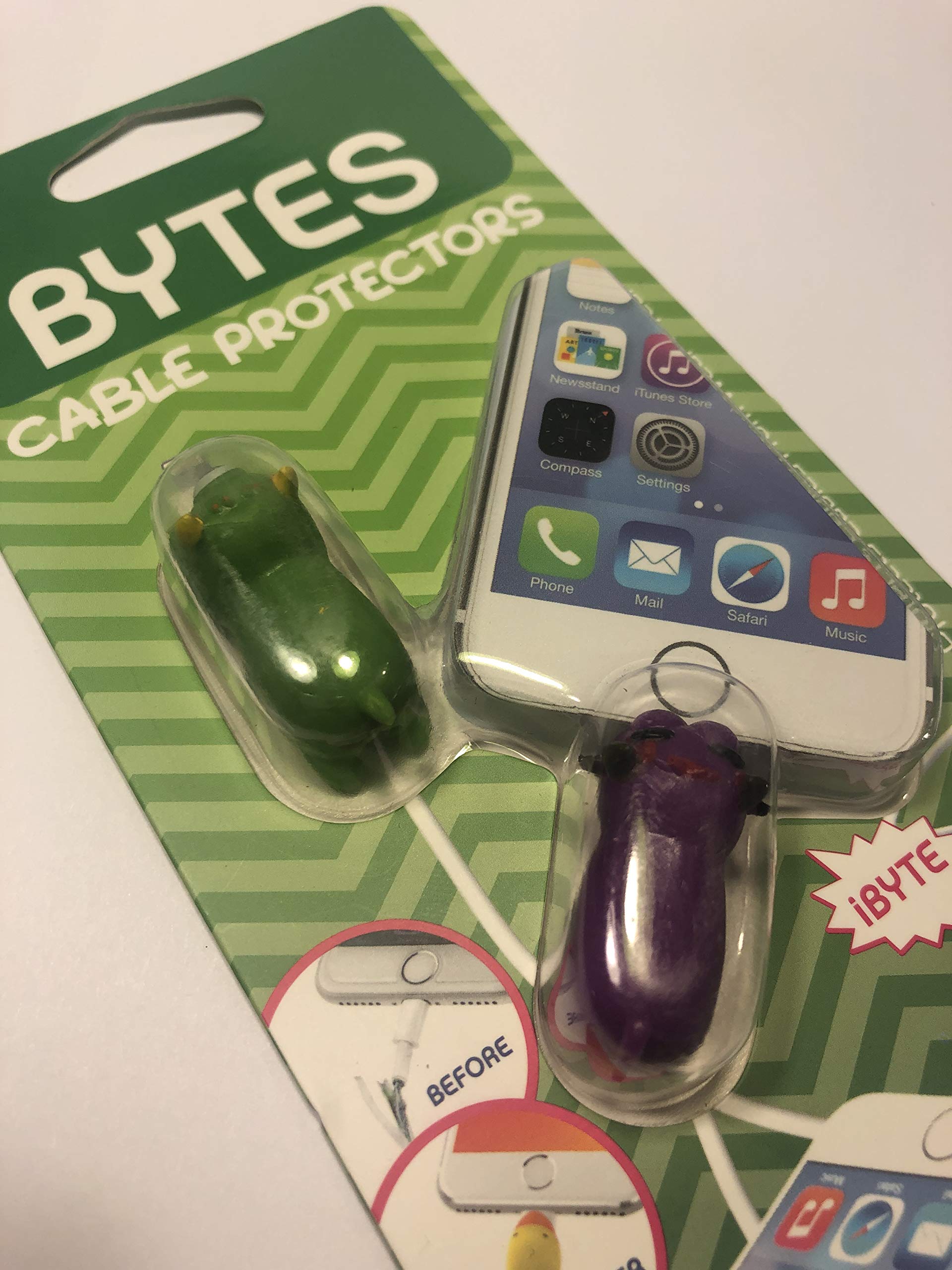 Tzumi Bytes Cable Protectors for iPhone/iPad USB Cable, Cute Animals Charging Cable Saver, Phone Accessory Protect USB Charger (Green and Purple Monsters)