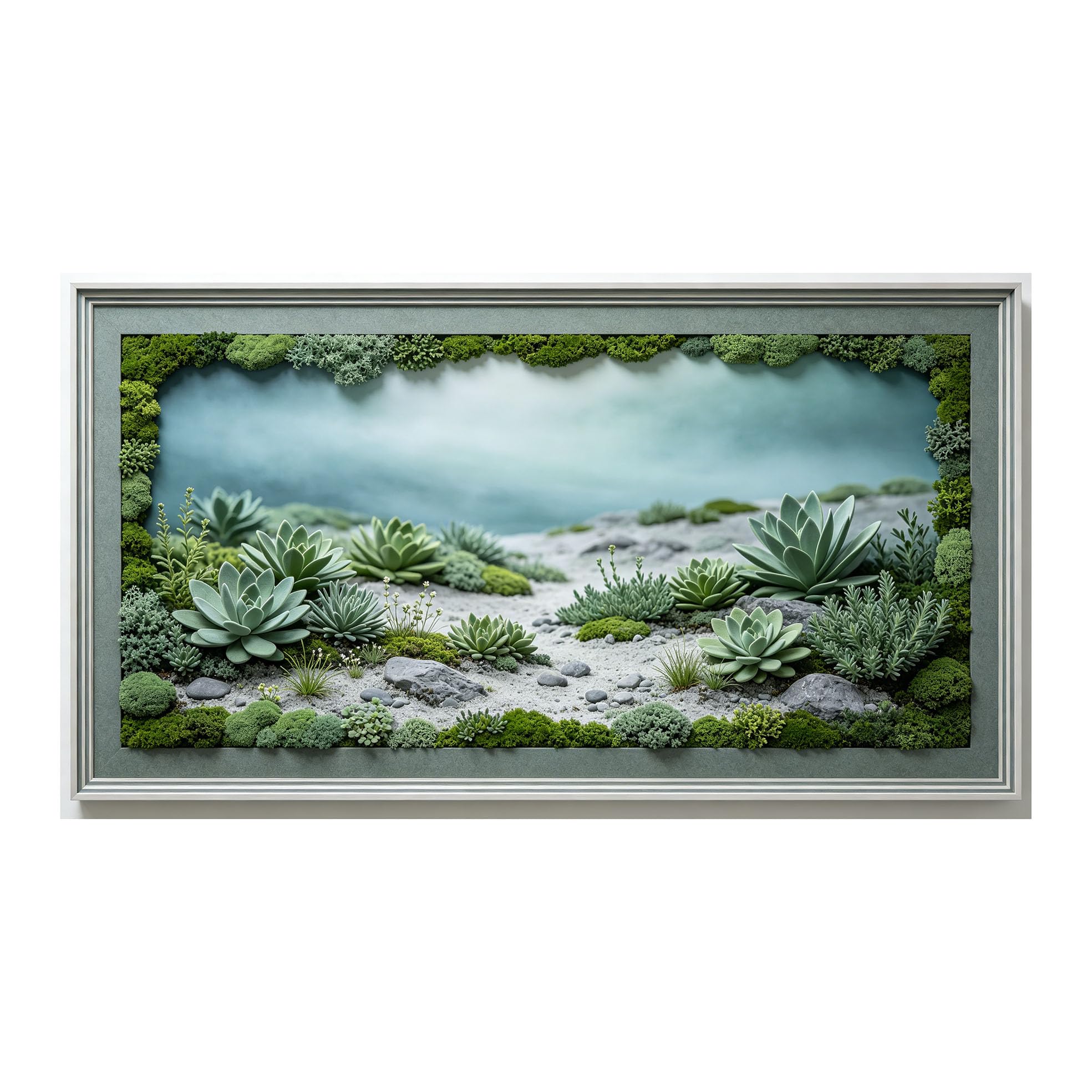 Murasolite 3D Framed Wall Art Botanical Succulent Landscape Modern SelfAdhesive Fabric Mural Wall Decor， Peel and Stick No Damage to Wall， AntiFall Safe Design for Bedroom Living Room