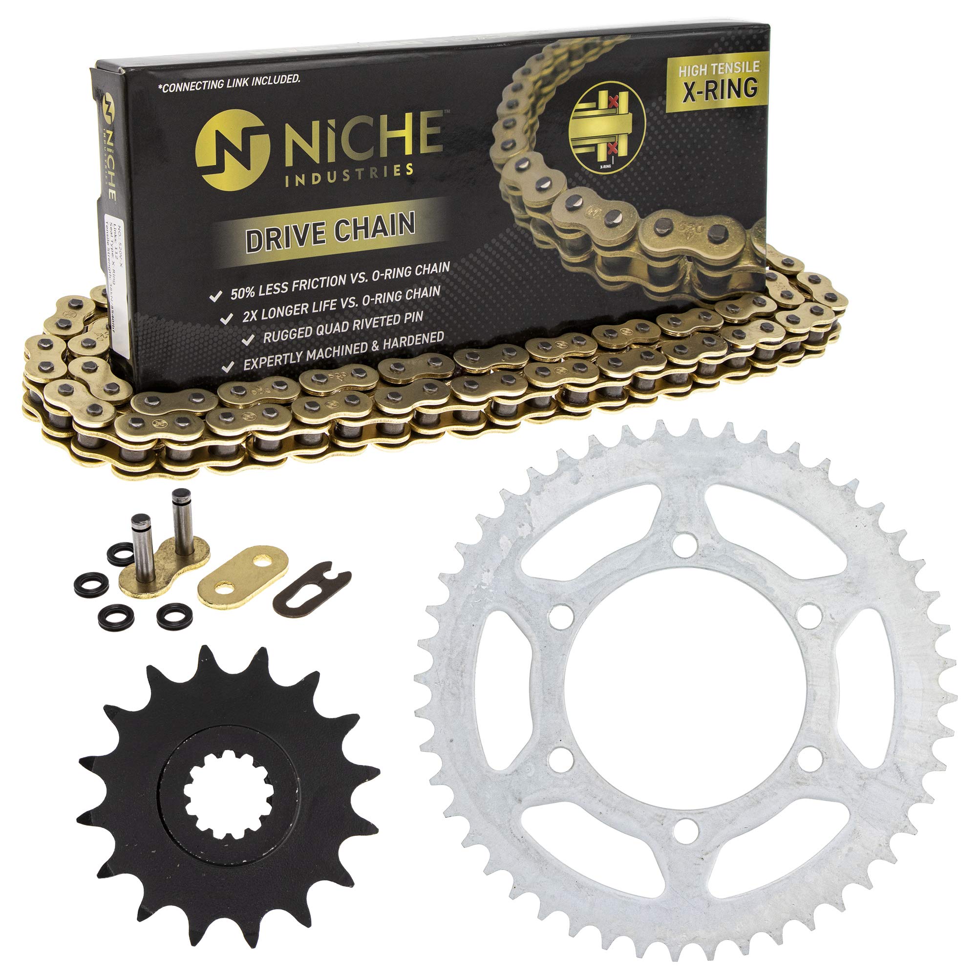 NICHE Drive Sprocket Chain Combo for Yamaha YZF-R6 YZF-R6S Front 16 Rear 48 Tooth 520V-X X-Ring 116 Links
