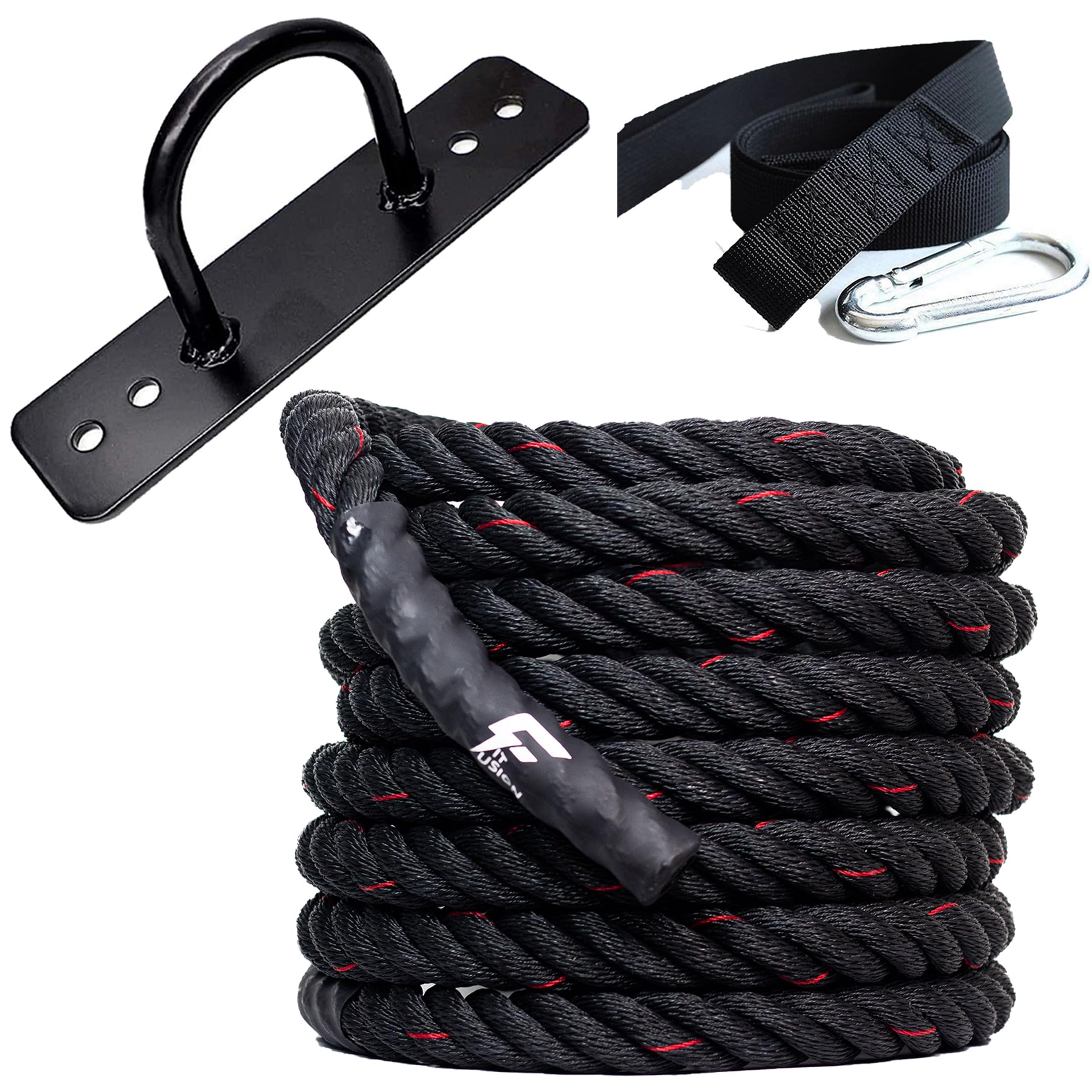 Fit Fusion Polypropylene 30FT Battle Rope – Heavy Training Cord for Gym, Home Workout, Strength, Endurance, Crossfit, Conditioning Tool, 11KG Weight, 1.5-Inch Diameter Exercise Equipment
