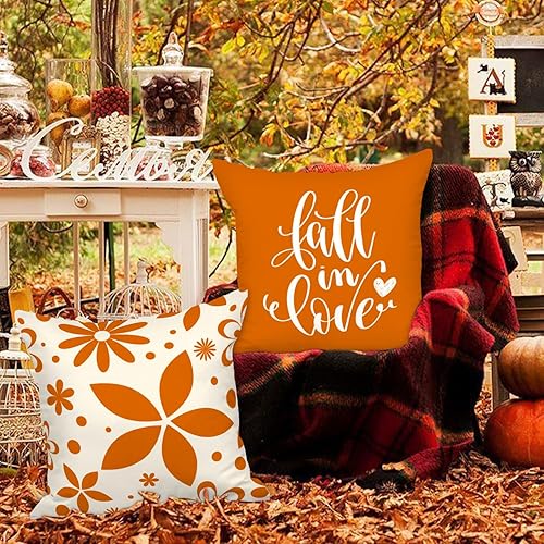 Miniatura 2 de Ywlake Juego de 4 fundas de almohada de otoño de 16 x 16 pulgadas, fundas decorativas de cojín de 16 x 16 pulgadas, fundas de almohada otoñales de