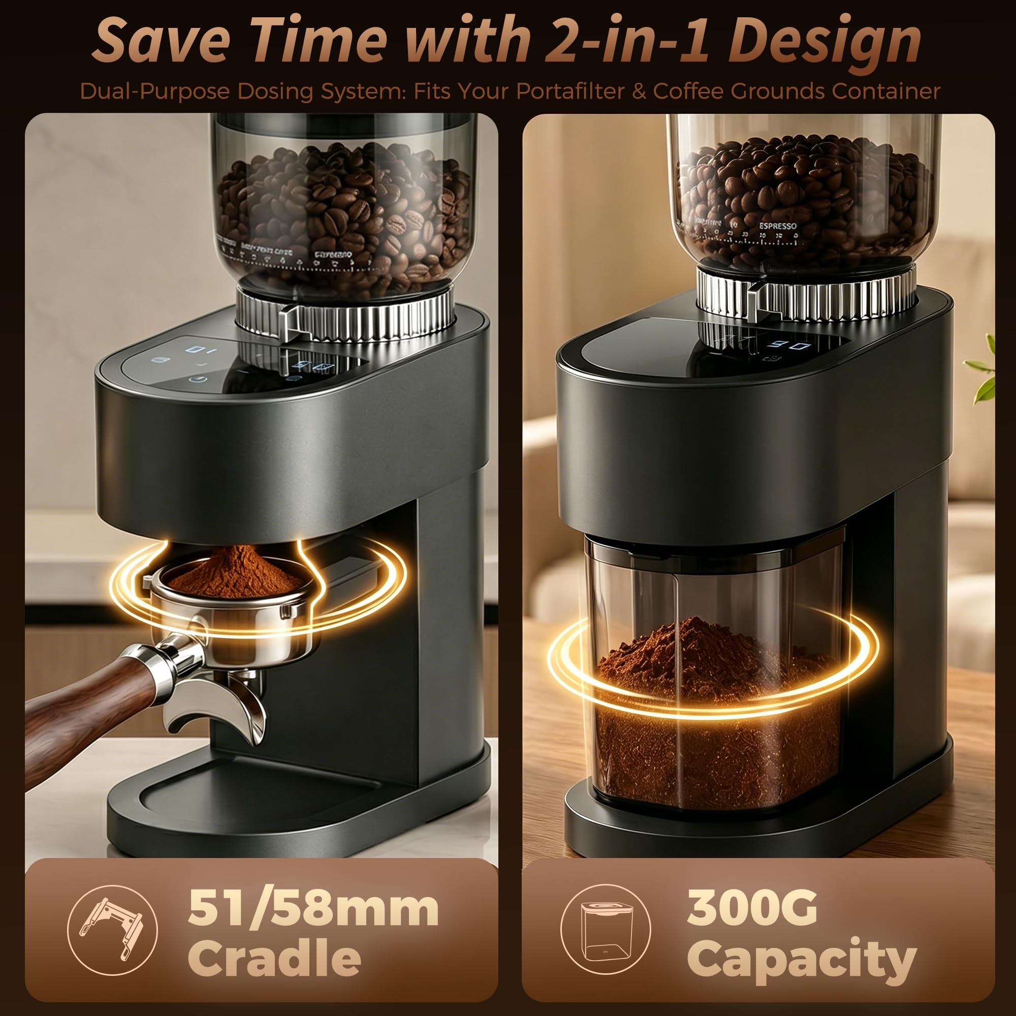 Bostar Molinillo de Café Eléctrico con 60 Niveles de Molienda, Pantalla Táctil LED Molinillo de Café para Espresso Café Filtrado Prensa Francesa, 1-12 Tazas| 1-20s Ajustable