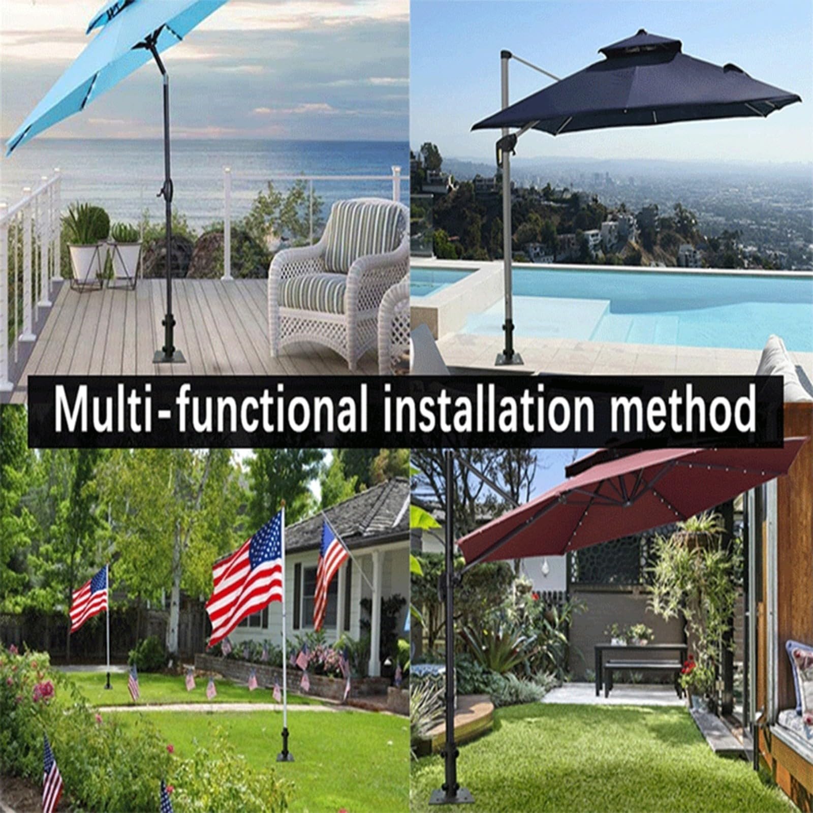 Base per ombrellone multifunzione con picchetto per patio, giardino, uso esterno – ble Easy Inllat
