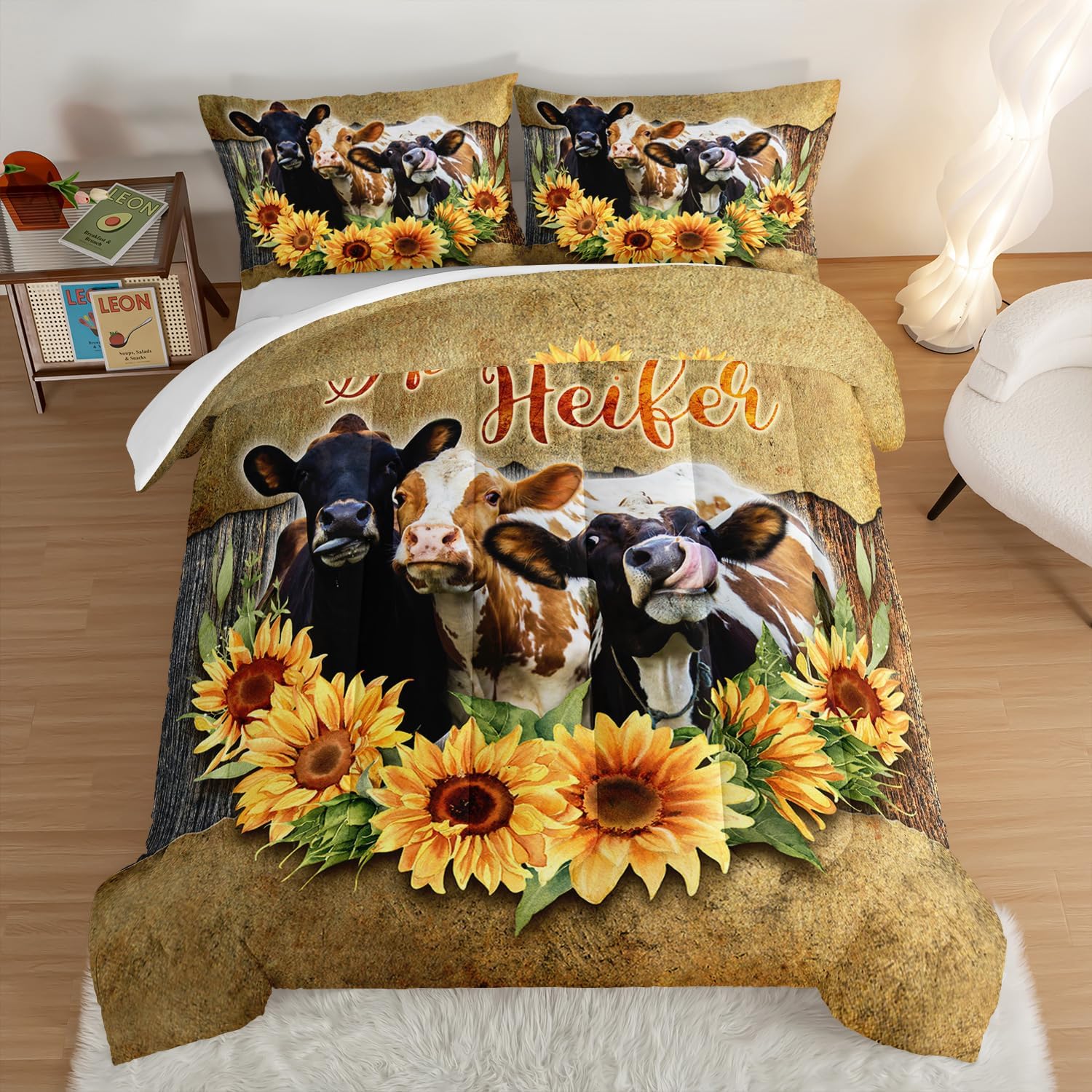 HOSIMA Farmhouse Animal Cow Comforter Western Bedding Sets