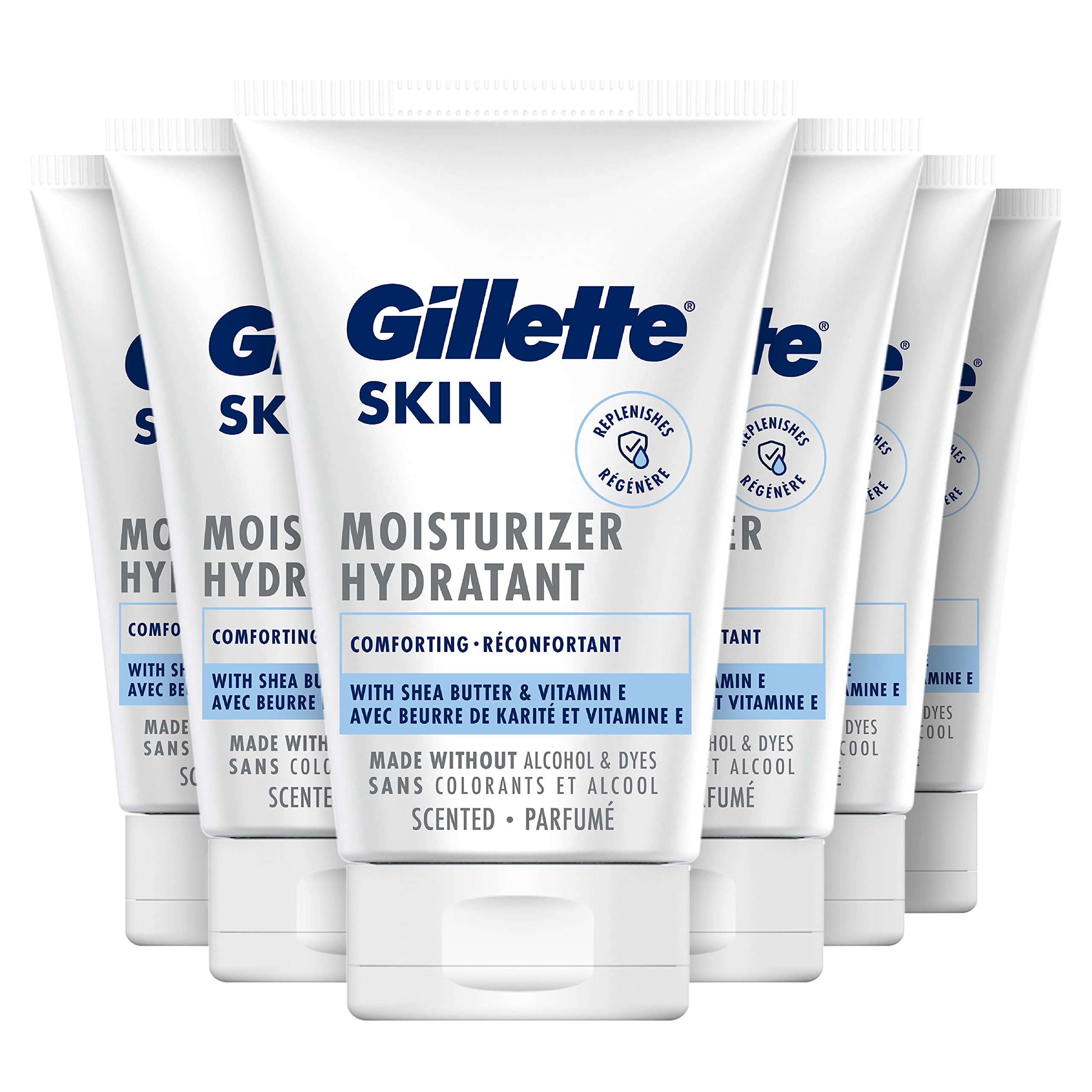 Gillette SKIN Ultra Sensitive Feuchtigkeitscreme für das Gesicht, Packung mit 6 x 100 ml, stärkt die natürliche Barriere der Haut, bekämpft Spannung und Trockenheit, spendet Komfort, ohne Farbstoffe