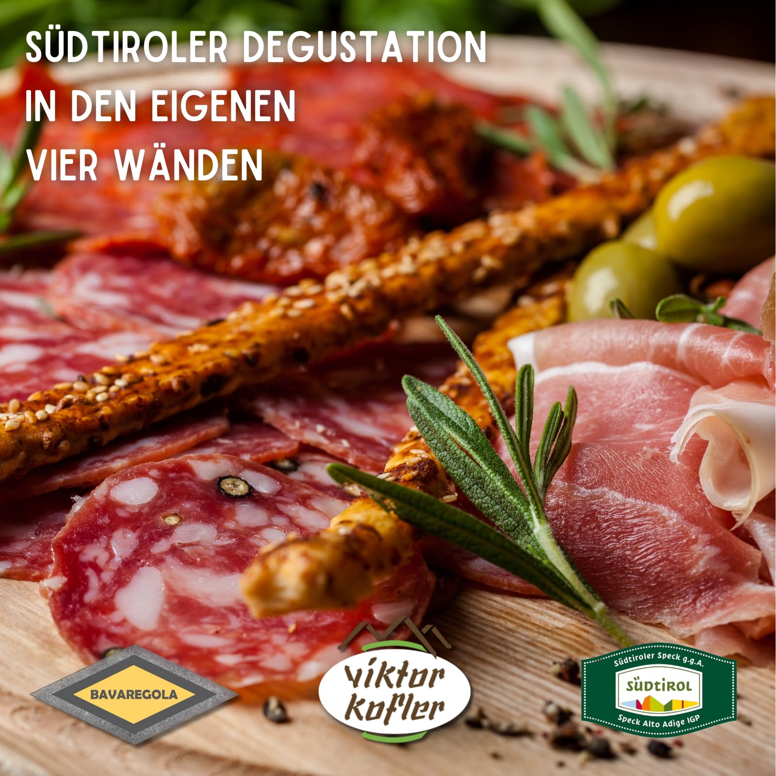 BAVAREGOLA Südtiroler Spezialitäten Schlemmerpaket 7 Schmankerl Set Speck Käse Salami Pancetta Schinken
