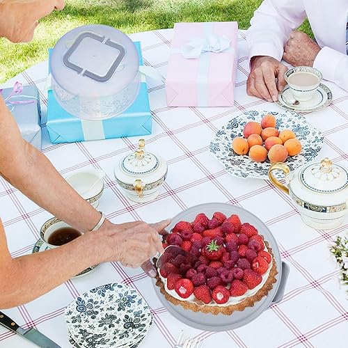 Miniatura 4 de DOITOOL Porta tartas de plástico con mango plegable para pasteles de 8 pulgadas, contenedor redondo portátil para transportar pasteles, pasteles,