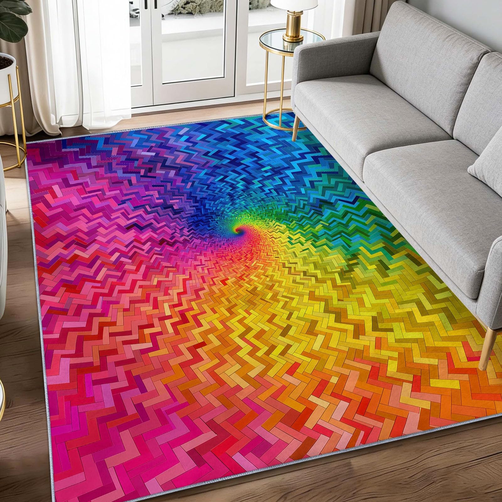 Tapis imprimé chambre lavable et antidérapant doux