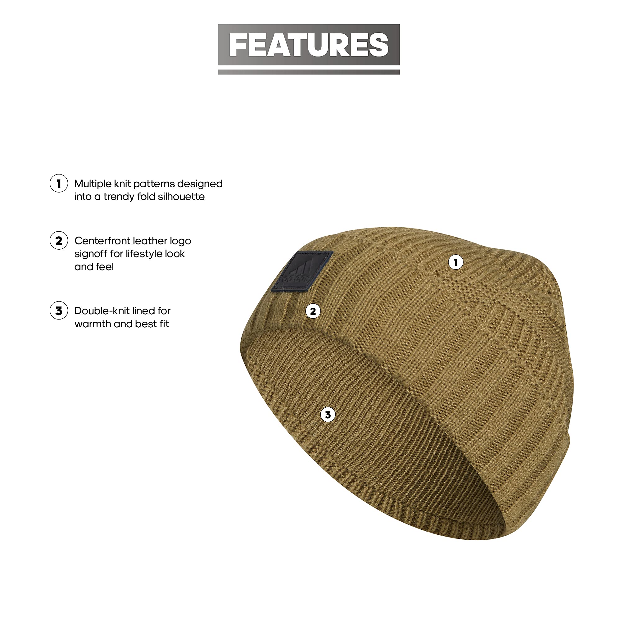 adidas Męska czapka typu beanie z węzłem sosnowym, Orbit zielony/czarny, Rozmiar uniwersalny