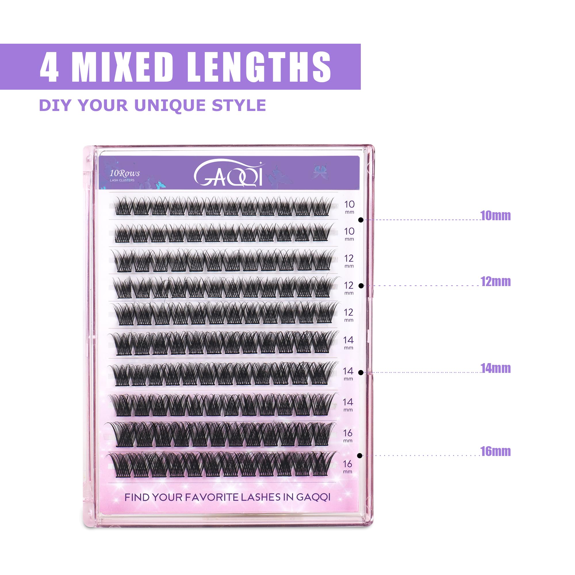 GAQQI Cluster Lashes 120pcs Diy Lash Extensions Soft Natural False Lashes C Curl Mix Individual Lashes Clusters Eyelashes At Home(GQ03-C Mix) - Image 2