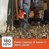 Vista 4 de BLACK+DECKER Soplador eléctrico de hojas, 7 amperios con accesorio limpiador de canalones de conexión rápida (LB700 y BZOBL50)