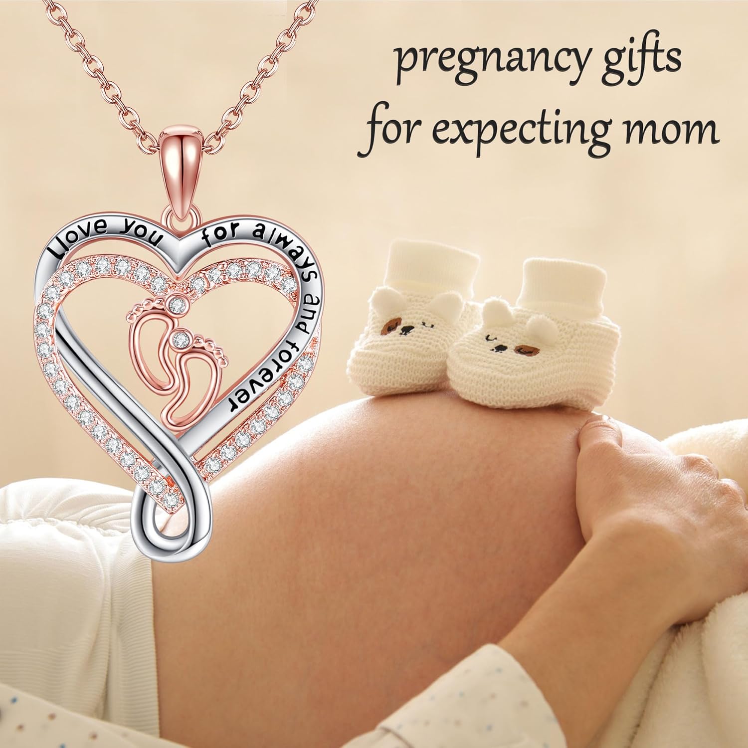 Footprint Necklace 925 Sterling Silver Pregnancy Gifts for First Time Mothers A Mom to Be Necklace Pregnant Gifts for Women Mom Friends - Image 5